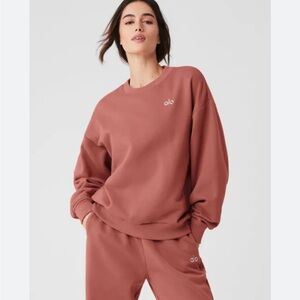 LIKE NEW ALO Accolade Crew Neck Pullover, Soft Terracotta, size S